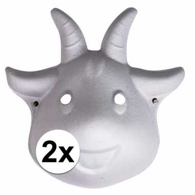 2x papier mache geiten dieren maskers 22 cm