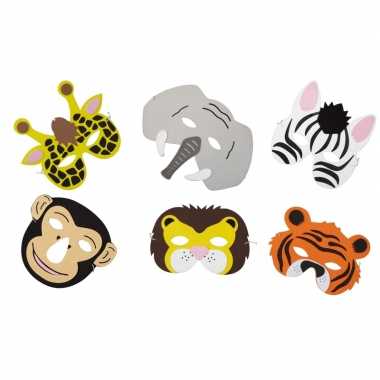 6x dieren foam dieren maskers voor kinderen