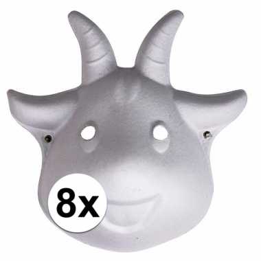 8x papier mache geiten dieren maskers 22 cm