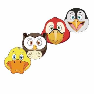 Kartonnen vogel dieren maskers voor kinderen 4x