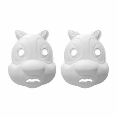 Set van 8x stuks papier mache knutsel dieren maskers eekhoorn