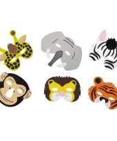 6x dieren foam dieren maskers voor kinderen