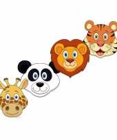 Kartonnen safaridieren dieren maskers voor kinderen 4x